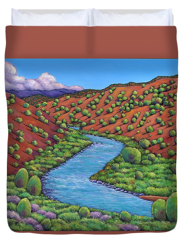 Landscape Duvet Cover featuring the painting Rolling Rio Grande by Johnathan Harris