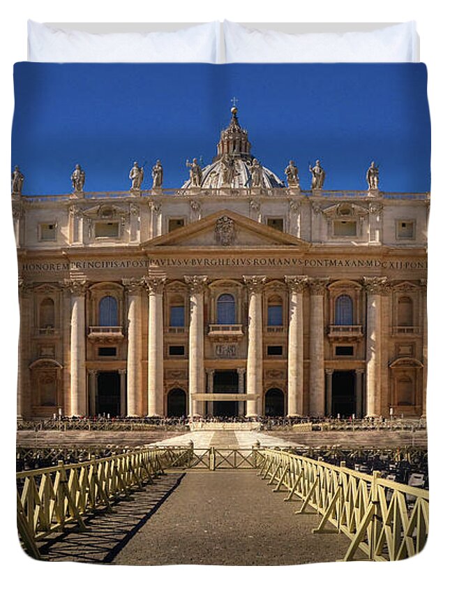 Facade Duvet Cover featuring the photograph Roma and Vatican - St. Peters Basilica by Stefano Senise