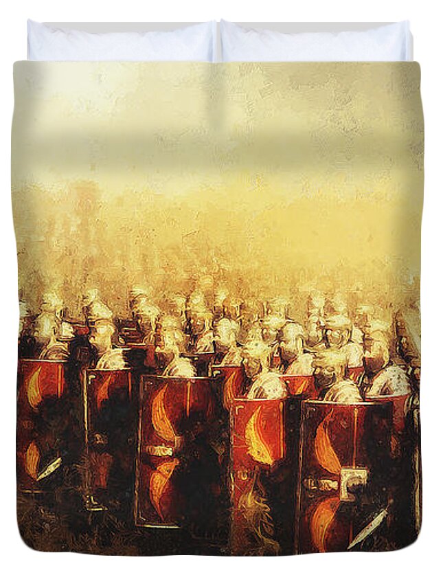 Roman Duvet Cover featuring the painting Roman Legion - 46 by AM FineArtPrints