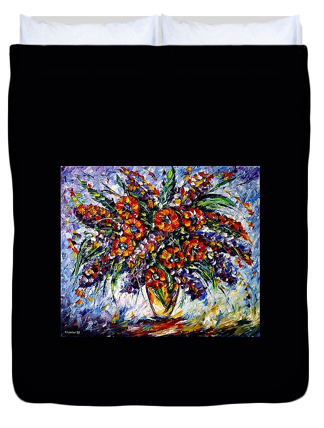 Wild Flower Painting Duvet Cover featuring the painting Romantic Moment by Mirek Kuzniar