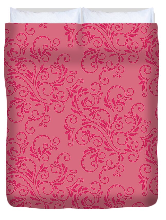 Floral Duvet Cover featuring the digital art Rose Fern pattern by Garden Gate magazine
