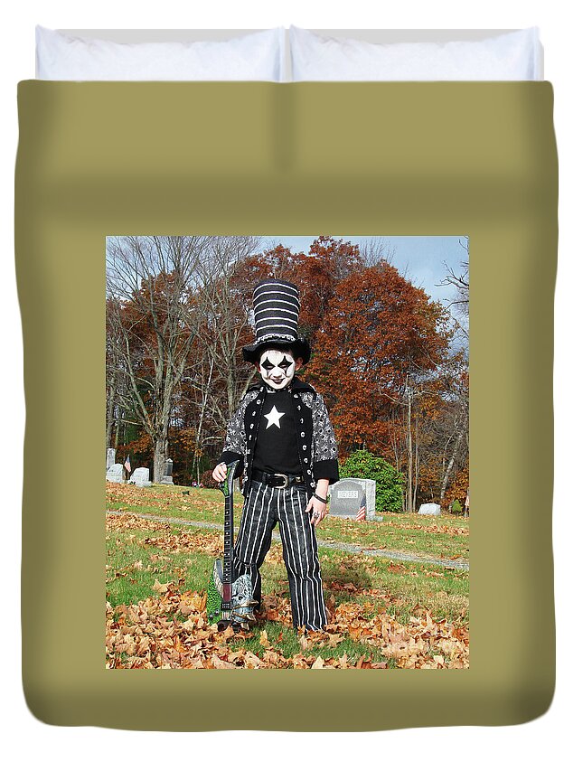 Halloween Duvet Cover featuring the photograph Rotten Rocker Costume 1 by Amy E Fraser