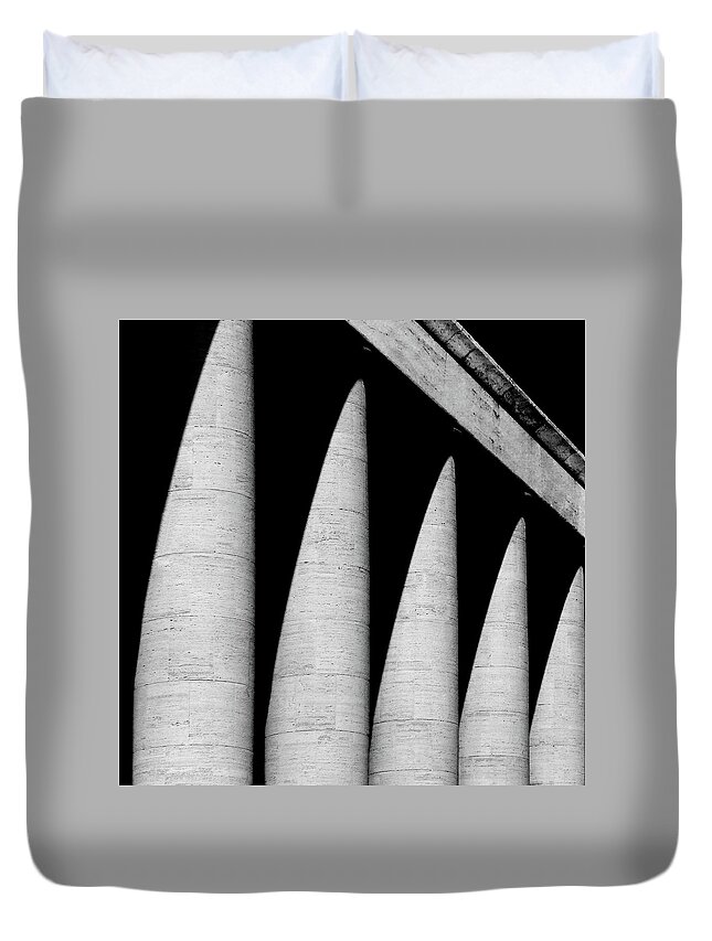 Shadow Duvet Cover featuring the photograph Row Of Pillars by Photo By Daniela Nobili