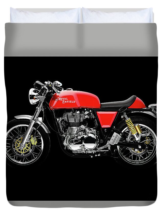 Royal Enfield Duvet Cover featuring the mixed media Royal Enfield Continental GT by Smart Aviation