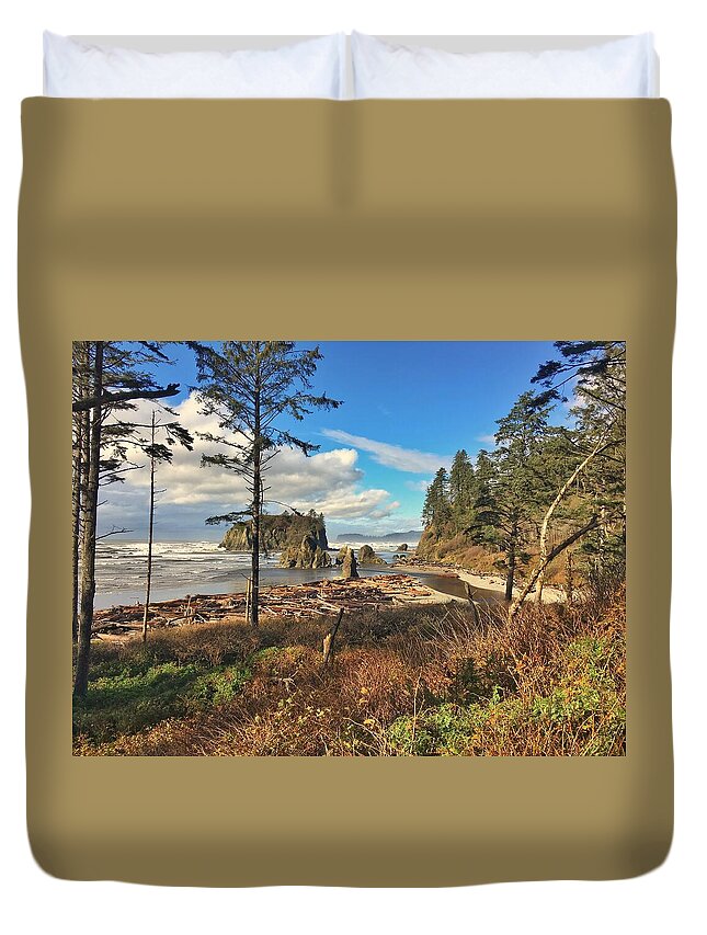 Seascape Duvet Cover featuring the photograph Ruby Beach by Jerry Abbott