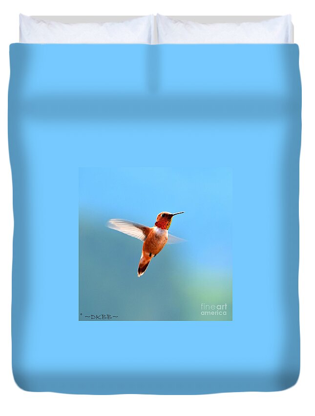 Hummingbird Duvet Cover featuring the photograph Rufous in Flight by Dorrene BrownButterfield