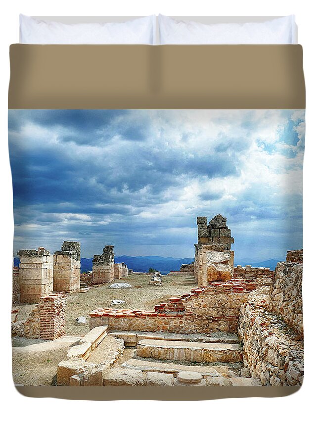 Roman Duvet Cover featuring the photograph Ruins of Roman baths at Sagalassos by Steve Estvanik