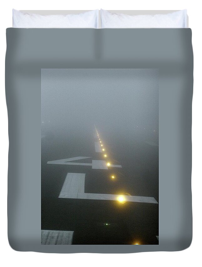 Dawn Duvet Cover featuring the photograph Runway 4l by Roger Kisby