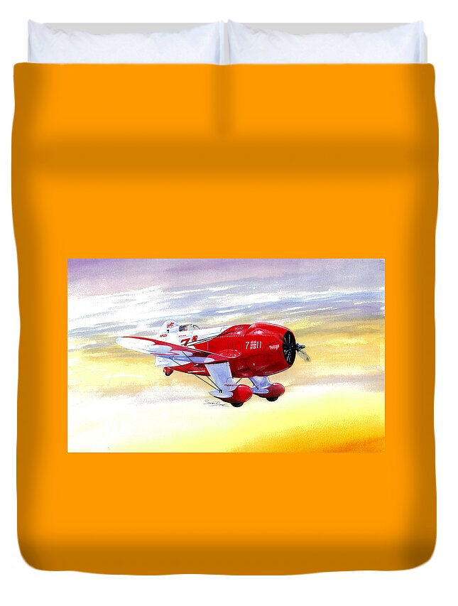 Granville Duvet Cover featuring the painting Russell Thaw's Gee Bee R2 by Simon Read