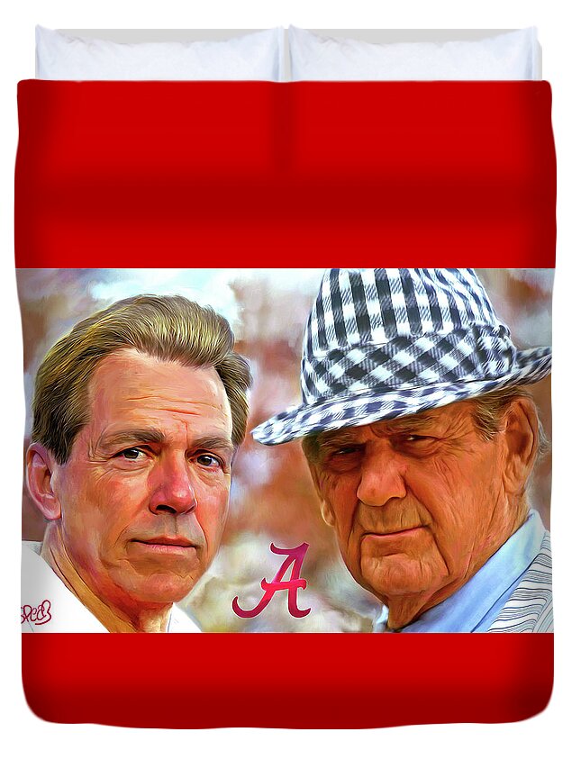 Mark Spears Duvet Cover featuring the painting Saban and Bear by Mark Spears