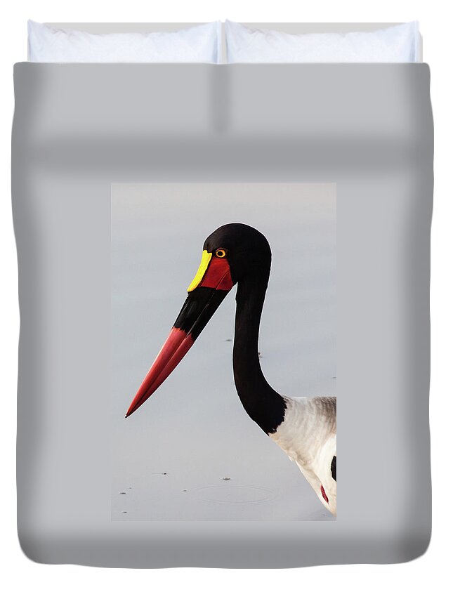 Animal Themes Duvet Cover featuring the photograph Saddle-billed Stork by © Willie Van Schalkwyk