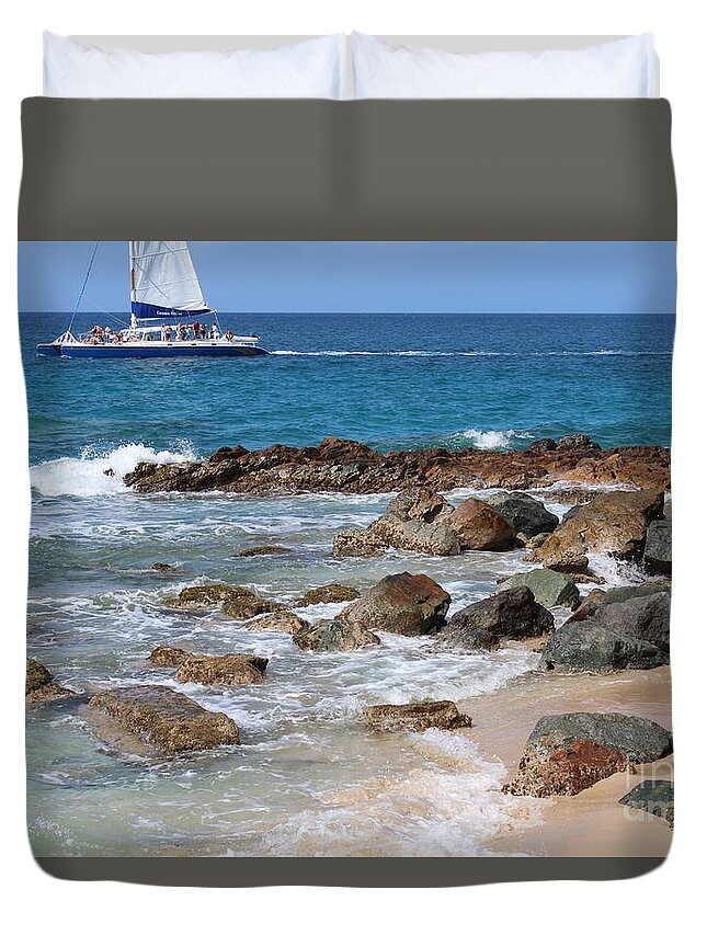 Sailing In St. Thomas Duvet Cover featuring the photograph Sailing In St. Thomas by Barbra Telfer