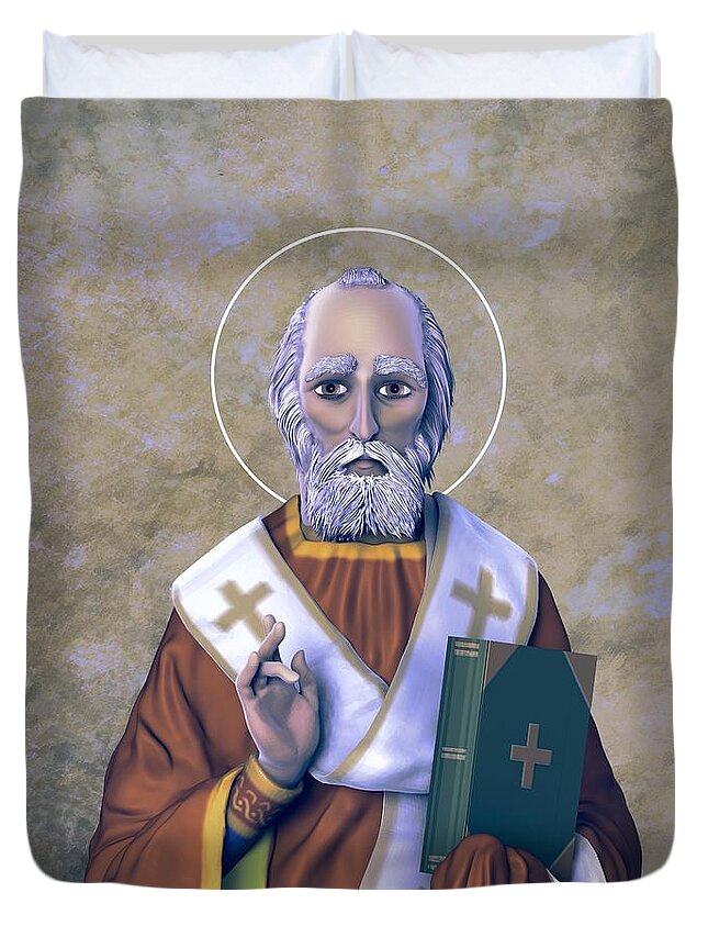 St. Duvet Cover featuring the digital art Saint Nicholas I Earthen Pallette by David Luebbert