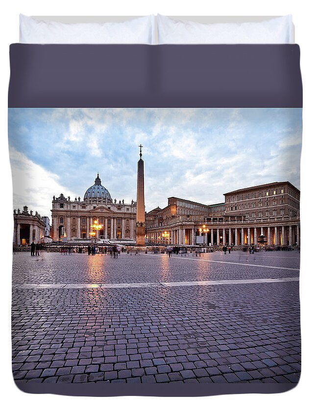 State Of The Vatican City Duvet Cover featuring the photograph Saint Peters Basilica In Vatican City by Zodebala
