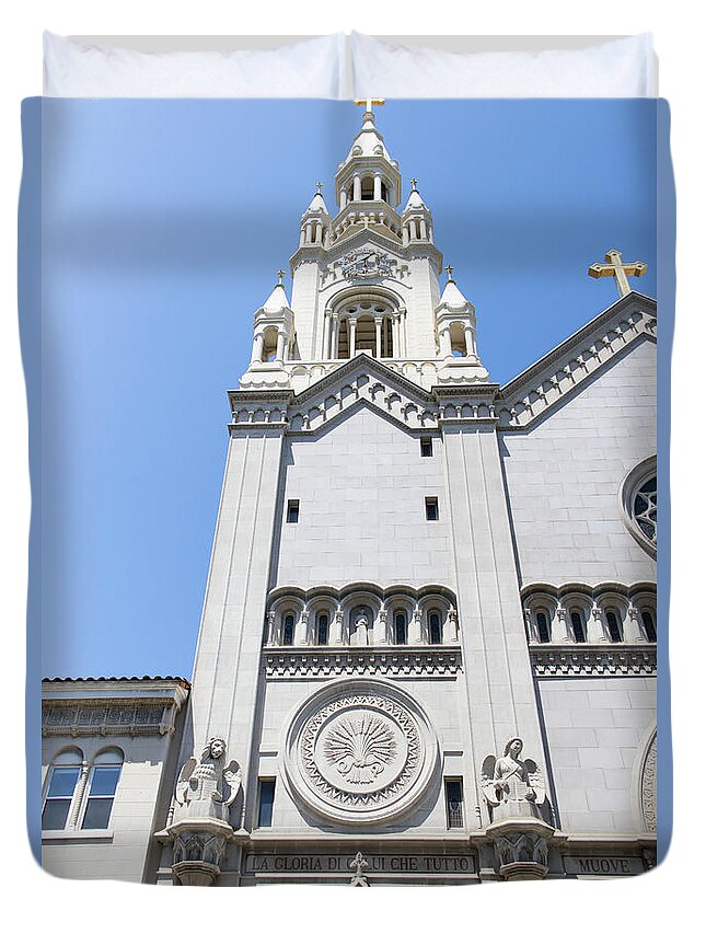 Wingsdomain Duvet Cover featuring the photograph Saints Peter and Paul Church on Filbert Street San Francisco R639 by Wingsdomain Art and Photography