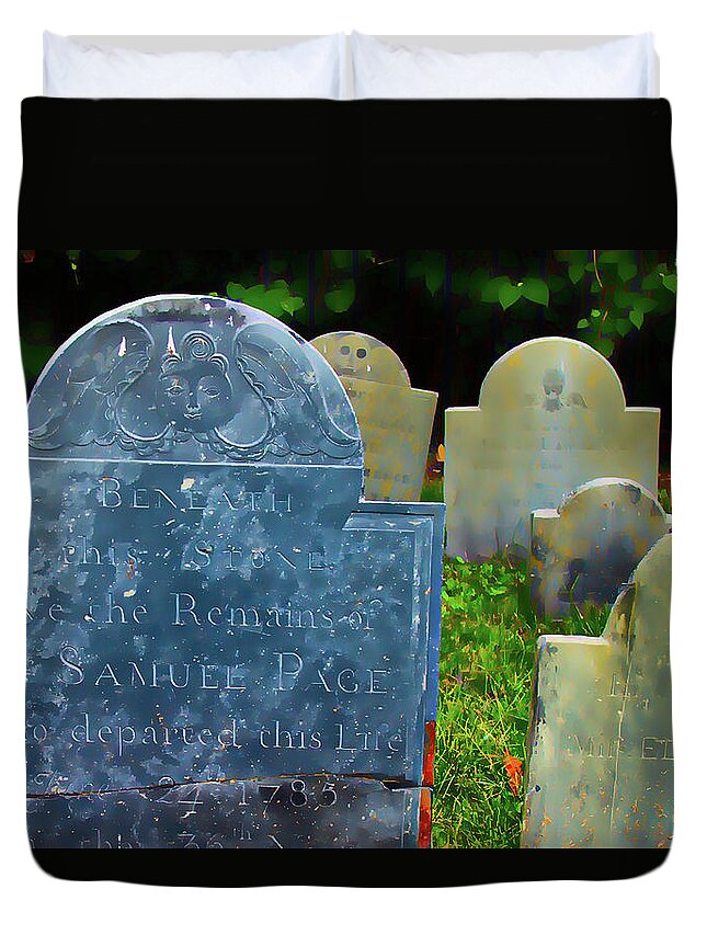 Charter Street Cemetery Duvet Cover featuring the photograph Salem Old Burying Point Cemetery by Jeff Folger