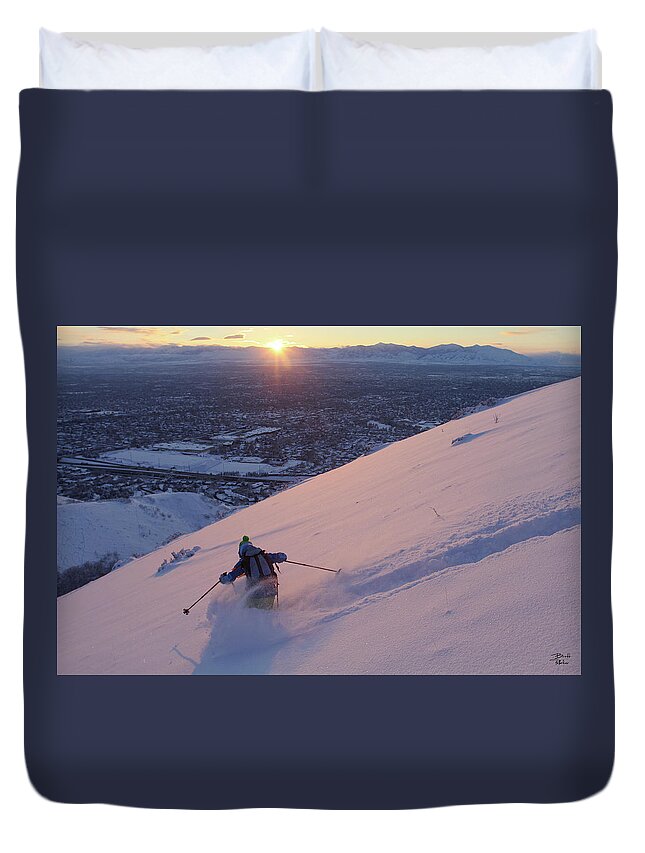 Ski Duvet Cover featuring the photograph Salt Lake City Skier by Brett Pelletier