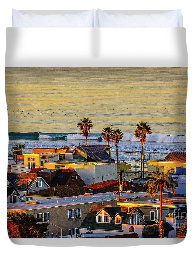 San Diego Duvet Cover featuring the photograph San Diego Beach by Darcy Dietrich