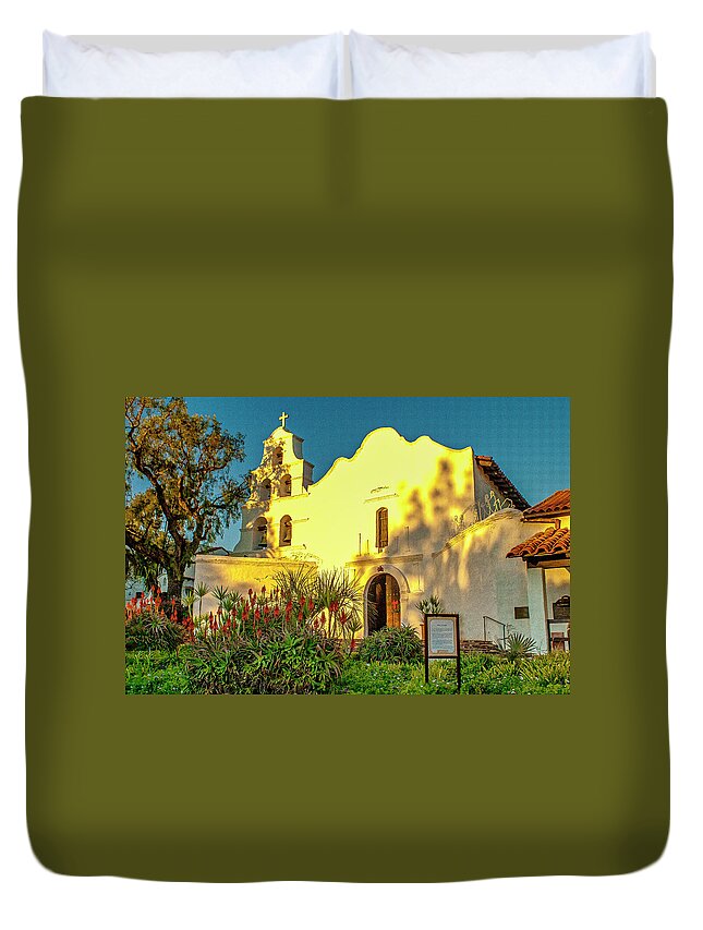 Architecture Duvet Cover featuring the photograph San Diego Mission 2 by Donald Pash