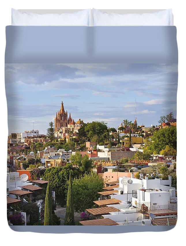 In A Row Duvet Cover featuring the photograph San Miguel De Allende by Jeremy Woodhouse