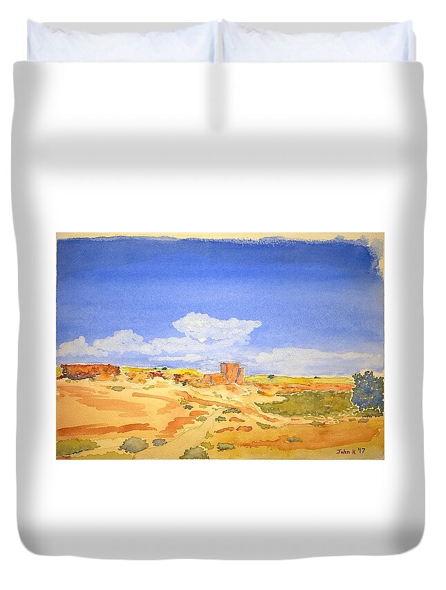 Watercolor Duvet Cover featuring the painting Sandstone Lore by John Klobucher