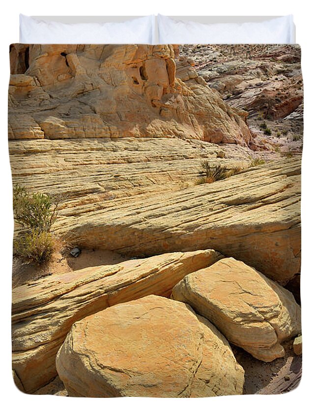 Valley Of Fire State Park Duvet Cover featuring the photograph Sandstone Shapes of Valley of Firee by Ray Mathis