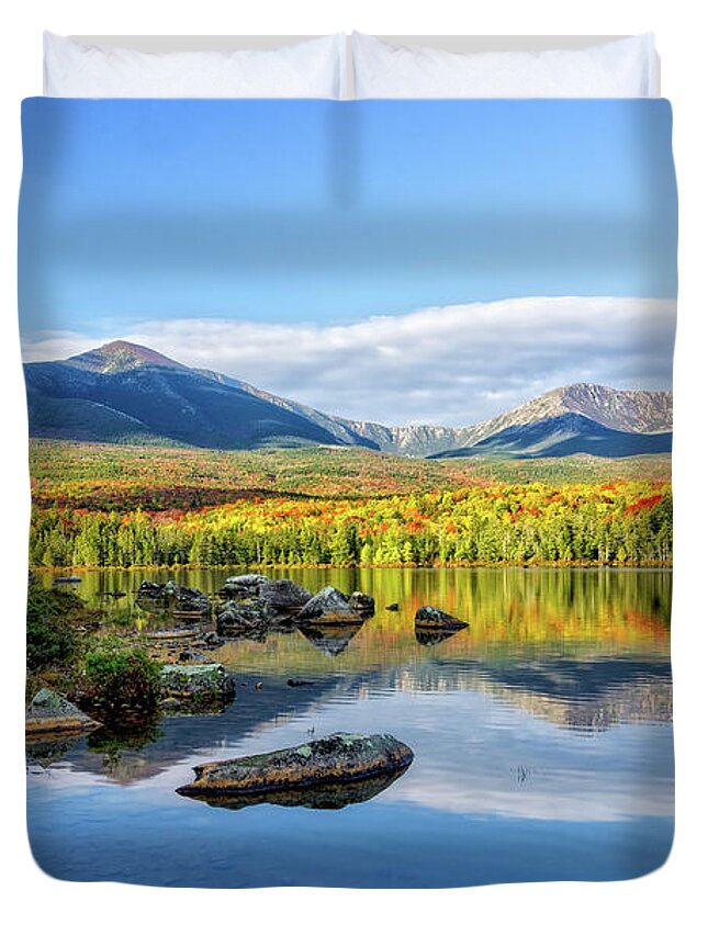 Sandy Stream Pond Me. Duvet Cover featuring the photograph Sandy Stream Pond Baxter SP Maine by Michael Hubley