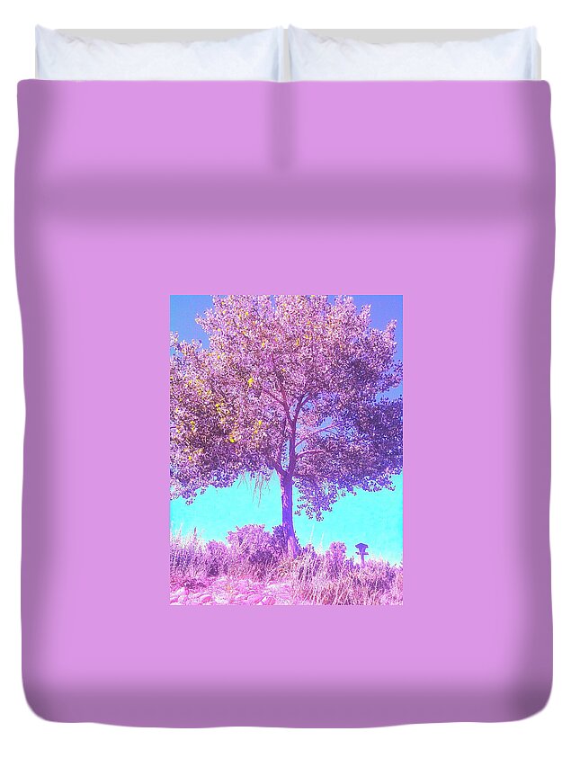 Tree Duvet Cover featuring the photograph Santa Fe Tree 5 by Marty Klar