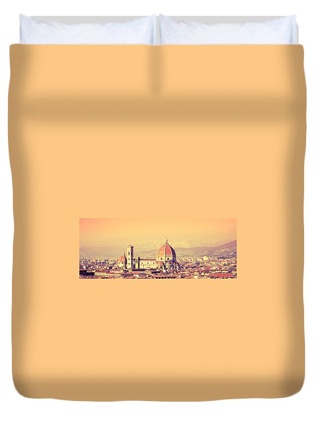 Scenics Duvet Cover featuring the photograph Santa Maria Novella Dome In Florence At by Franckreporter