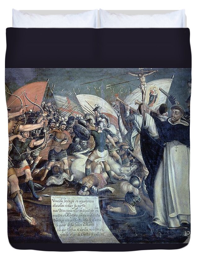 Domingo Da Guzman Duvet Cover featuring the painting Santo Domingo In The Battle Of Monforte - 1650. Figueroa Baltasar. by Figueroa Baltasar
