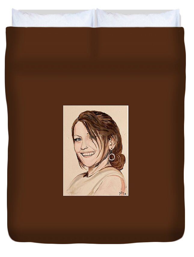 Portrait Duvet Cover featuring the painting Sara by Alexandria Weaselwise Busen