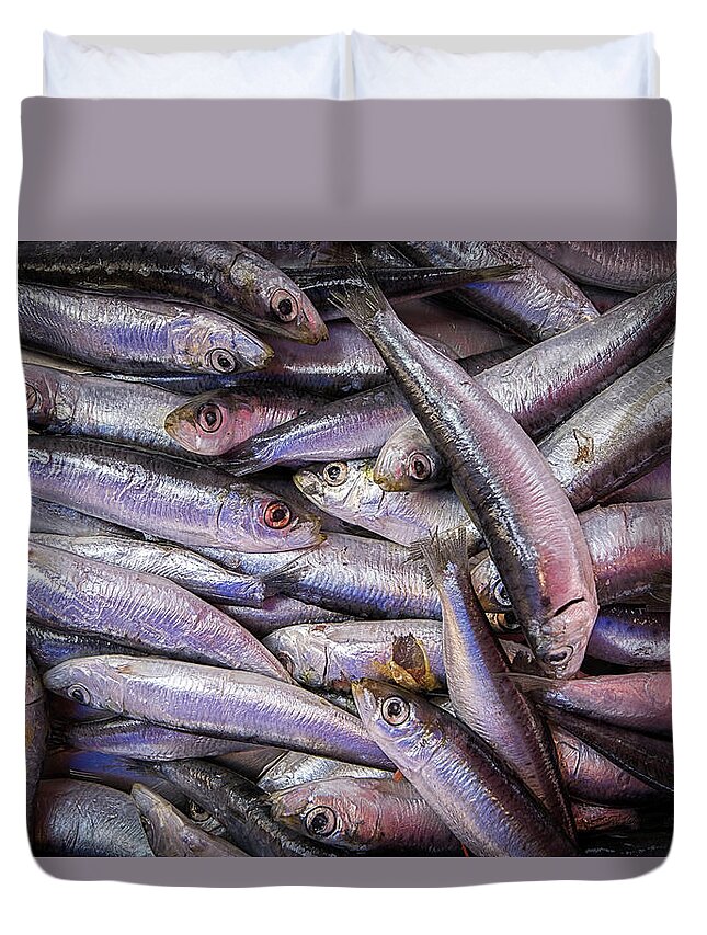 Sardine Duvet Cover featuring the photograph Sardines by Nigel R Bell