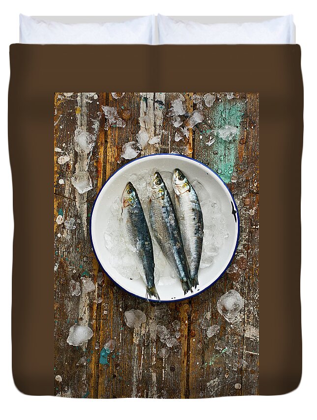 Preserved Food Duvet Cover featuring the photograph Sardines by Pepy Nasution