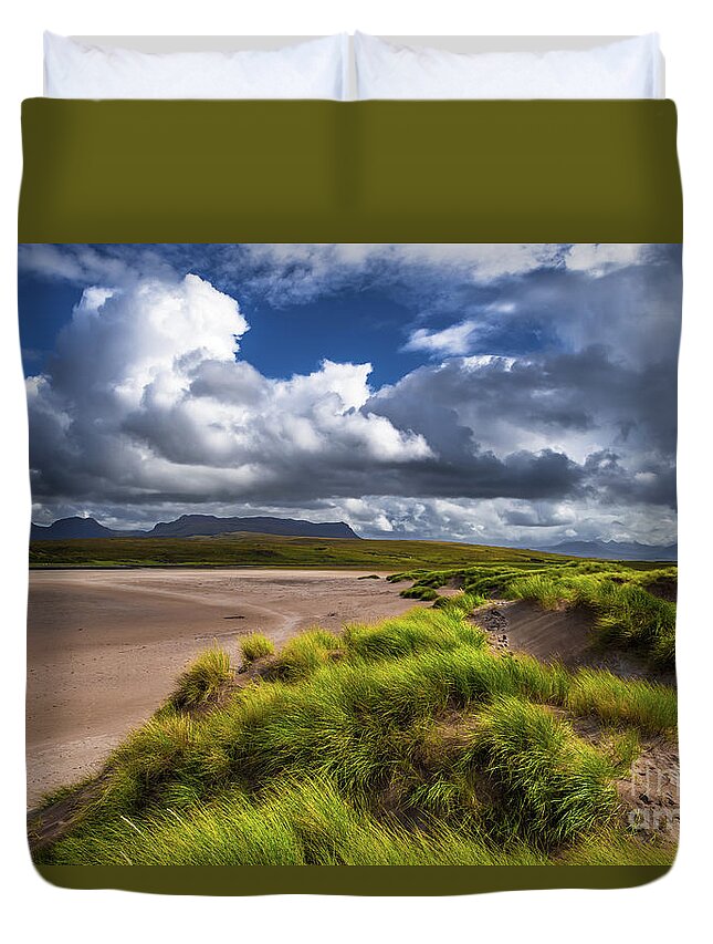 Abandoned Duvet Cover featuring the photograph Scenic Dune Landscape At Sandy Achnahaird Beach In Scotland by Andreas Berthold