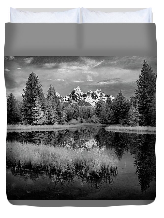 Tetons Duvet Cover featuring the photograph Schwabacher Dawn II by Jon Glaser