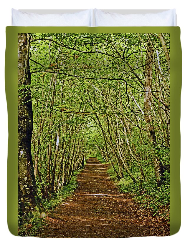 Scotland Duvet Cover featuring the photograph SCOTLAND. Killiecrankie. Path Through The Trees. by Lachlan Main