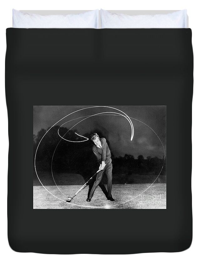 1960s Duvet Cover featuring the photograph Scottish Golfer Ronnie Shade Showing The Perfect Swing At Golf February 21, 1964 by 