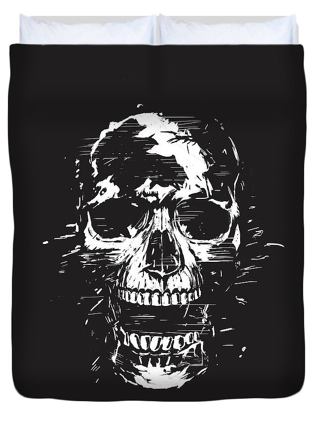 Skull Duvet Cover featuring the mixed media Scream II by Balazs Solti