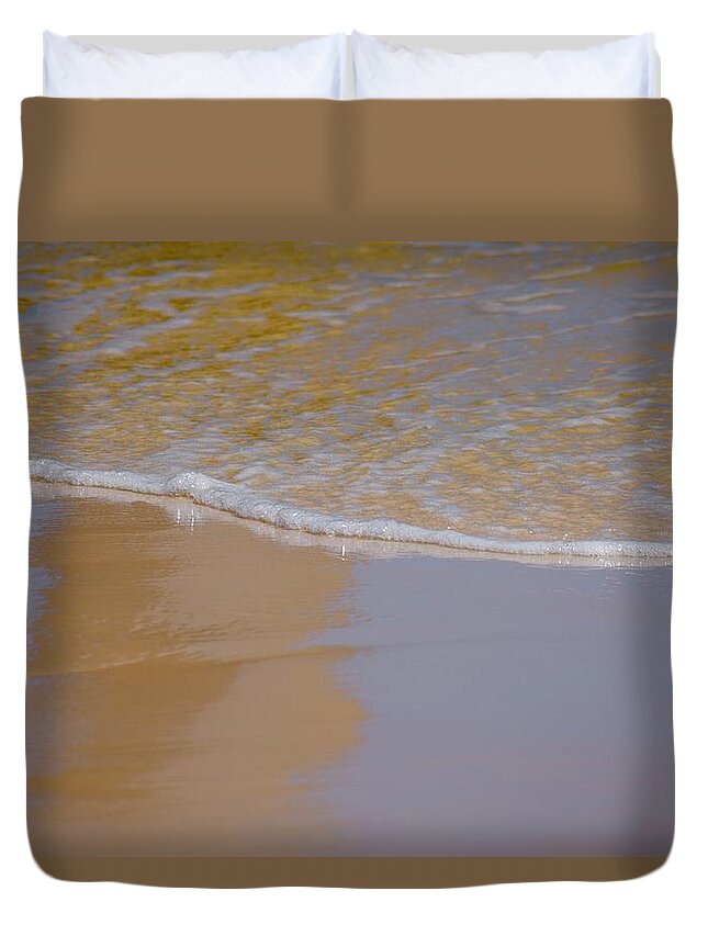 Seafoam Duvet Cover featuring the photograph Seafoam Beach by Debra Grace Addison