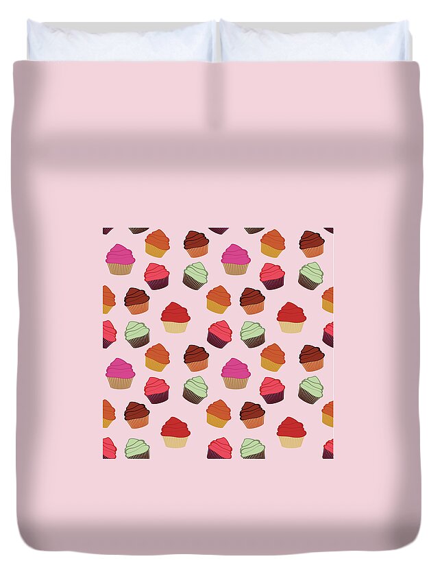Temptation Duvet Cover featuring the photograph Seamless Cupcakes Background by Olillia