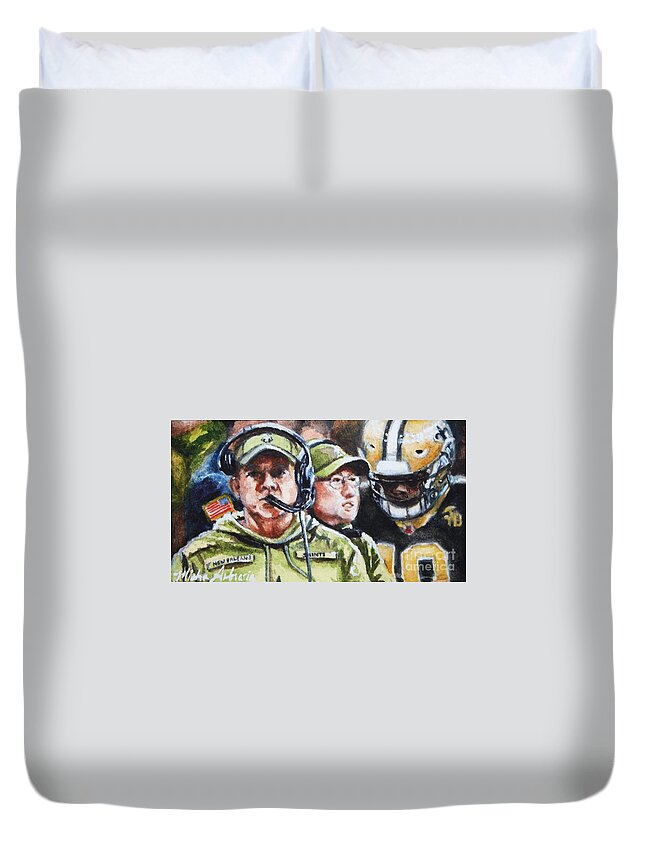 Nfl Football Players Duvet Cover featuring the painting Sean Payton and Pete Carmichael, study no1 by Misha Ambrosia