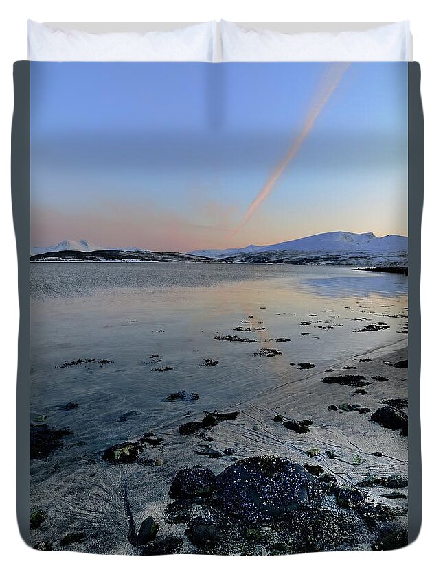 Tranquility Duvet Cover featuring the photograph Seaside At Sundown by John Hemmingsen