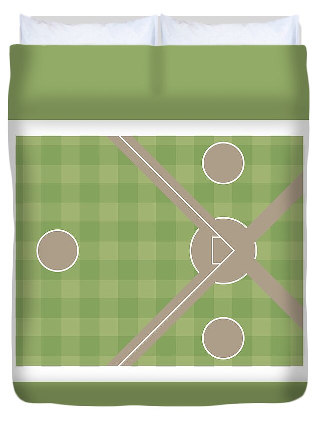 White Background Duvet Cover featuring the digital art Section Of Baseball Field With On-deck by Dorling Kindersley