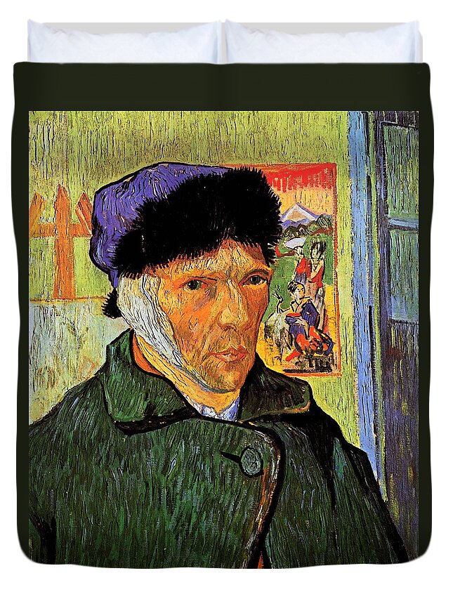 Holland Duvet Cover featuring the painting Self Portrait of Vincent Van Gogh with Bandaged Ear by 
