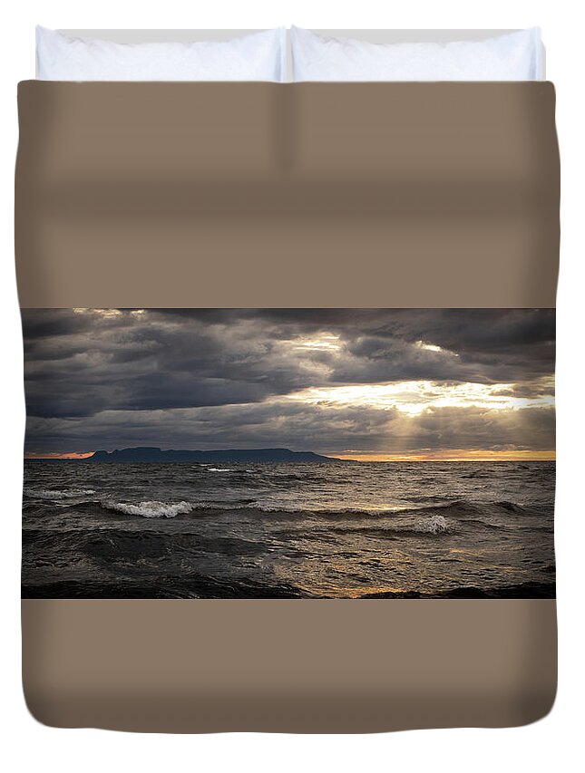 Autumn Duvet Cover featuring the photograph September's End from the Sandy Beach by Jakub Sisak