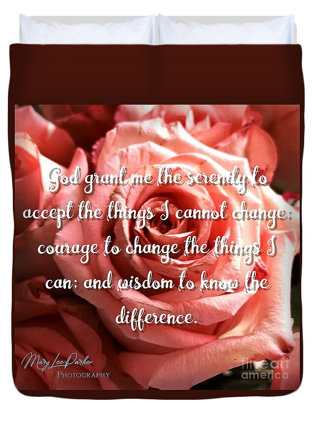 Roses Duvet Cover featuring the mixed media Serenity Prayer II by MaryLee Parker