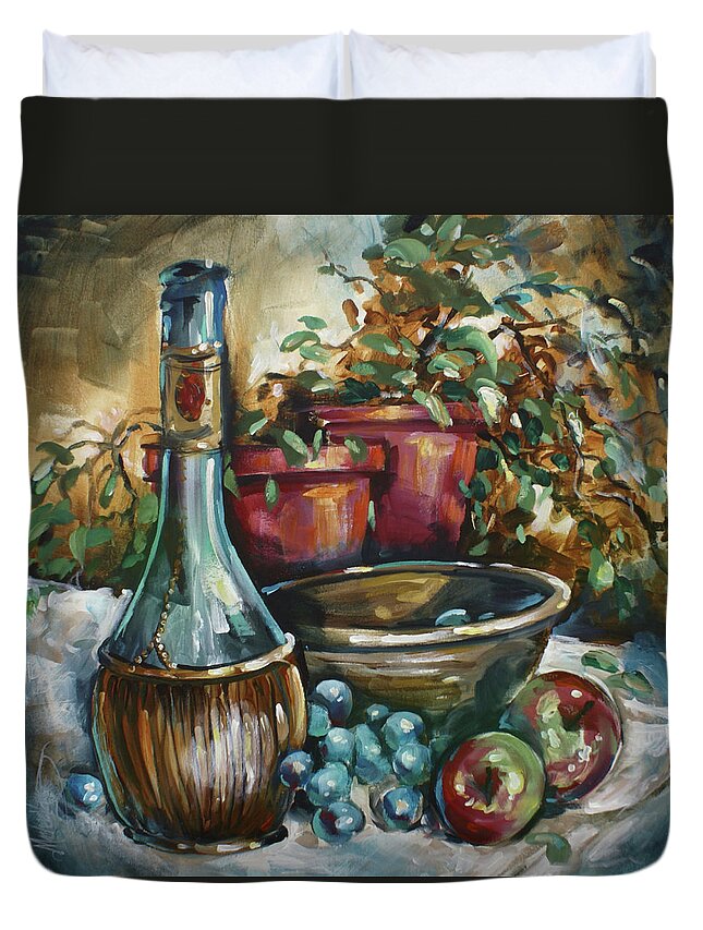 Still Life Duvet Cover featuring the painting Settled by Michael Lang