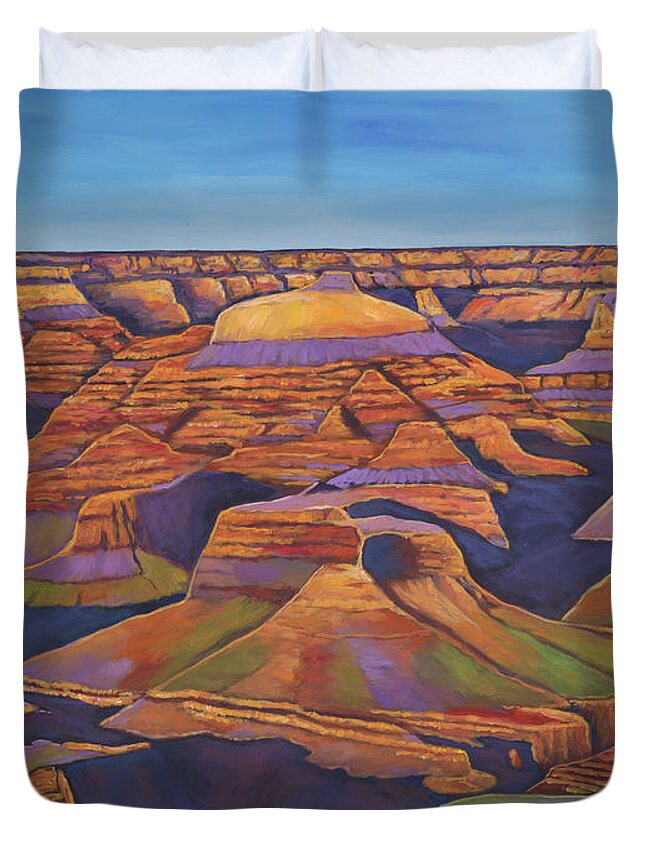 Grand Canyon Duvet Cover featuring the painting Shadows and Breezes by Johnathan Harris