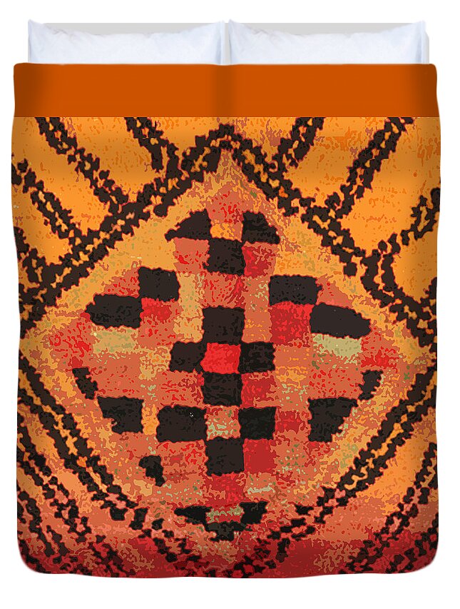 Shaman Badge Duvet Cover featuring the digital art Shaman Tribal Badge by Vagabond Folk Art - Virginia Vivier
