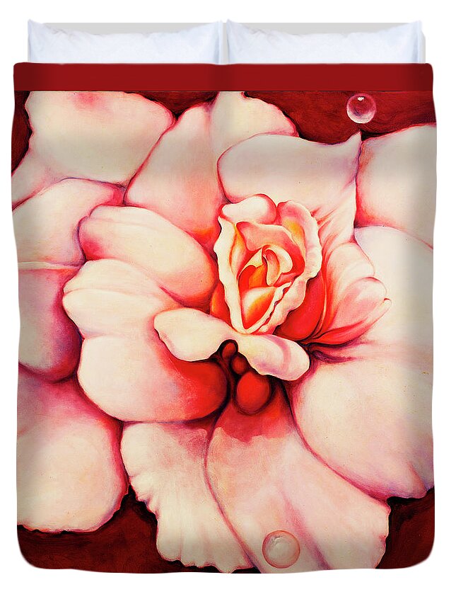 Blooms.large Rose Duvet Cover featuring the painting Sheer Bliss by Jordana Sands